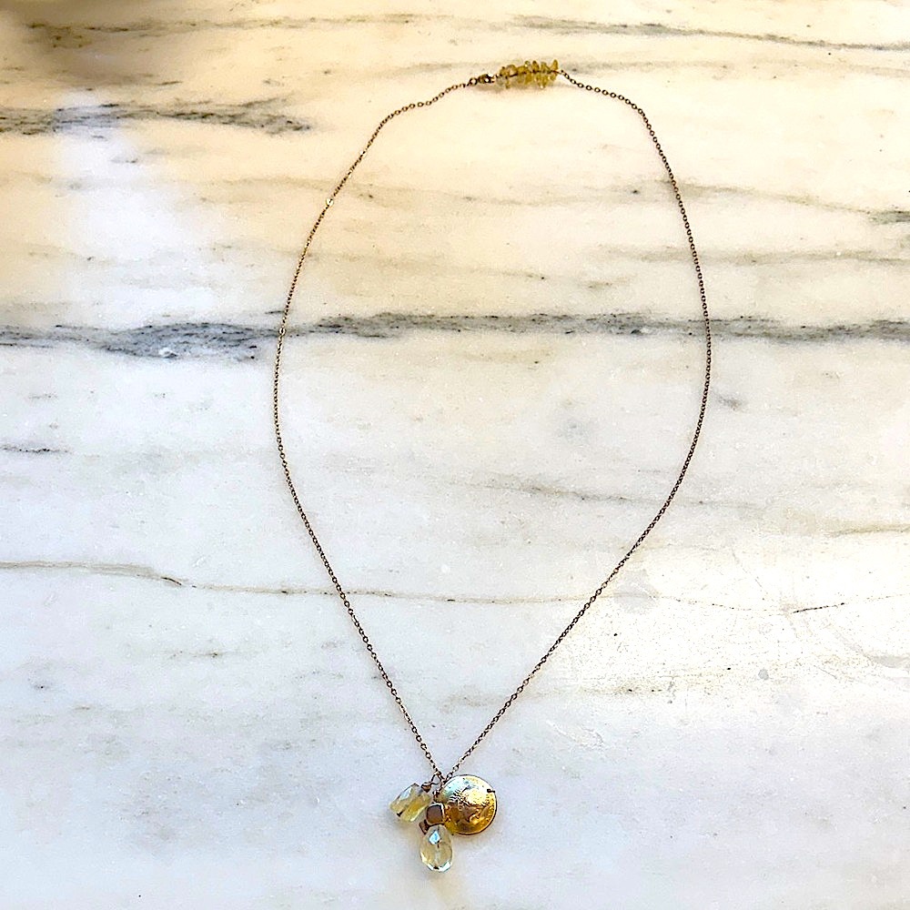 Citrine by the Stones Necklace, gold plated over sterling silver, citrine stones